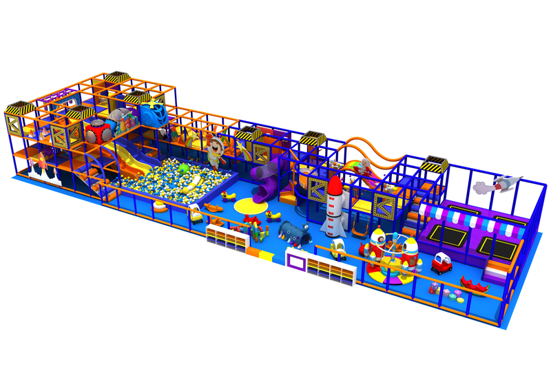 Plastic Space Themed Indoor Playground with Trampoline