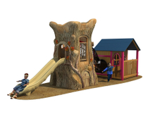 Newly Design Children Plastic Outdoor Tree House Slide Playground Equipment 