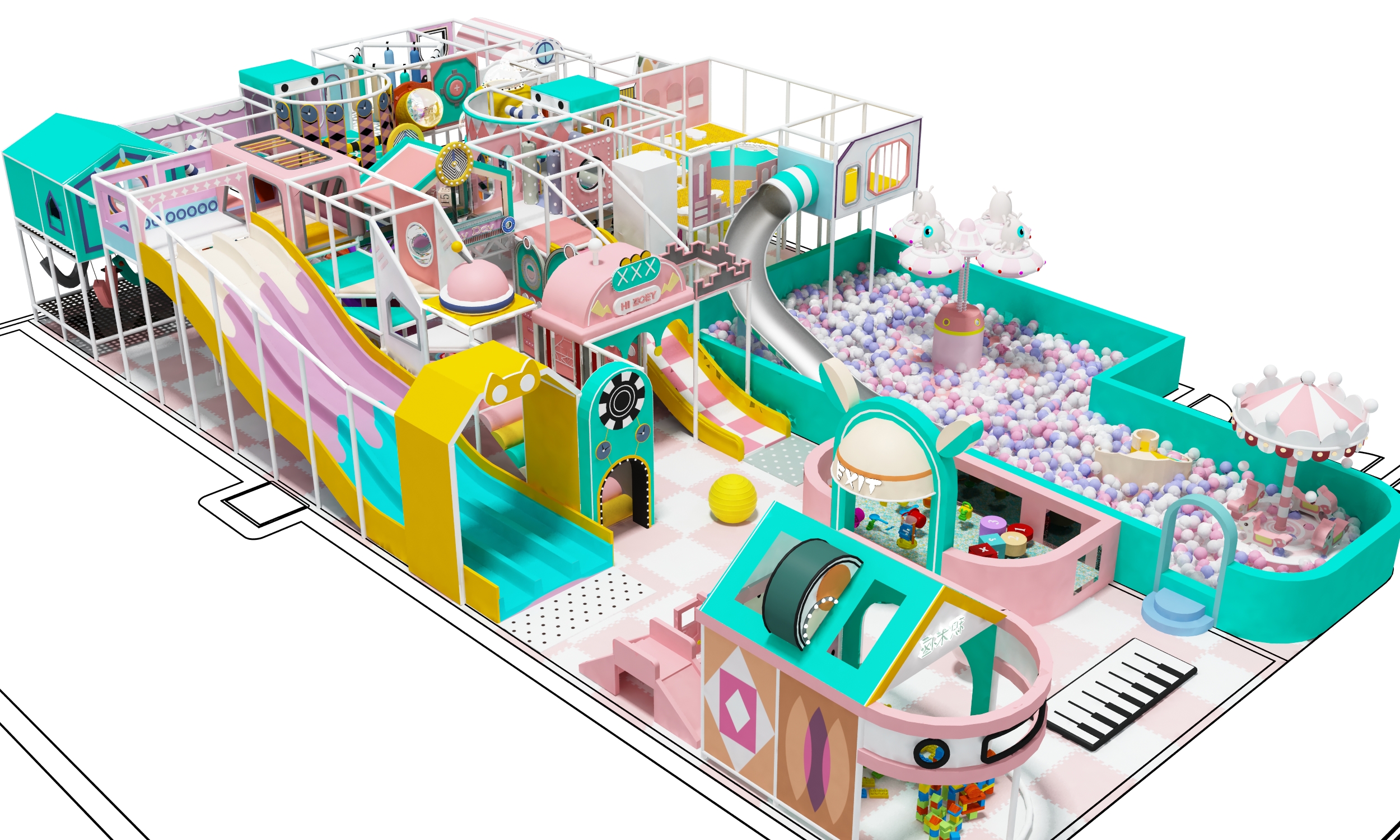 Commercial Jungle Theme Indoor Playground with Ball Pool