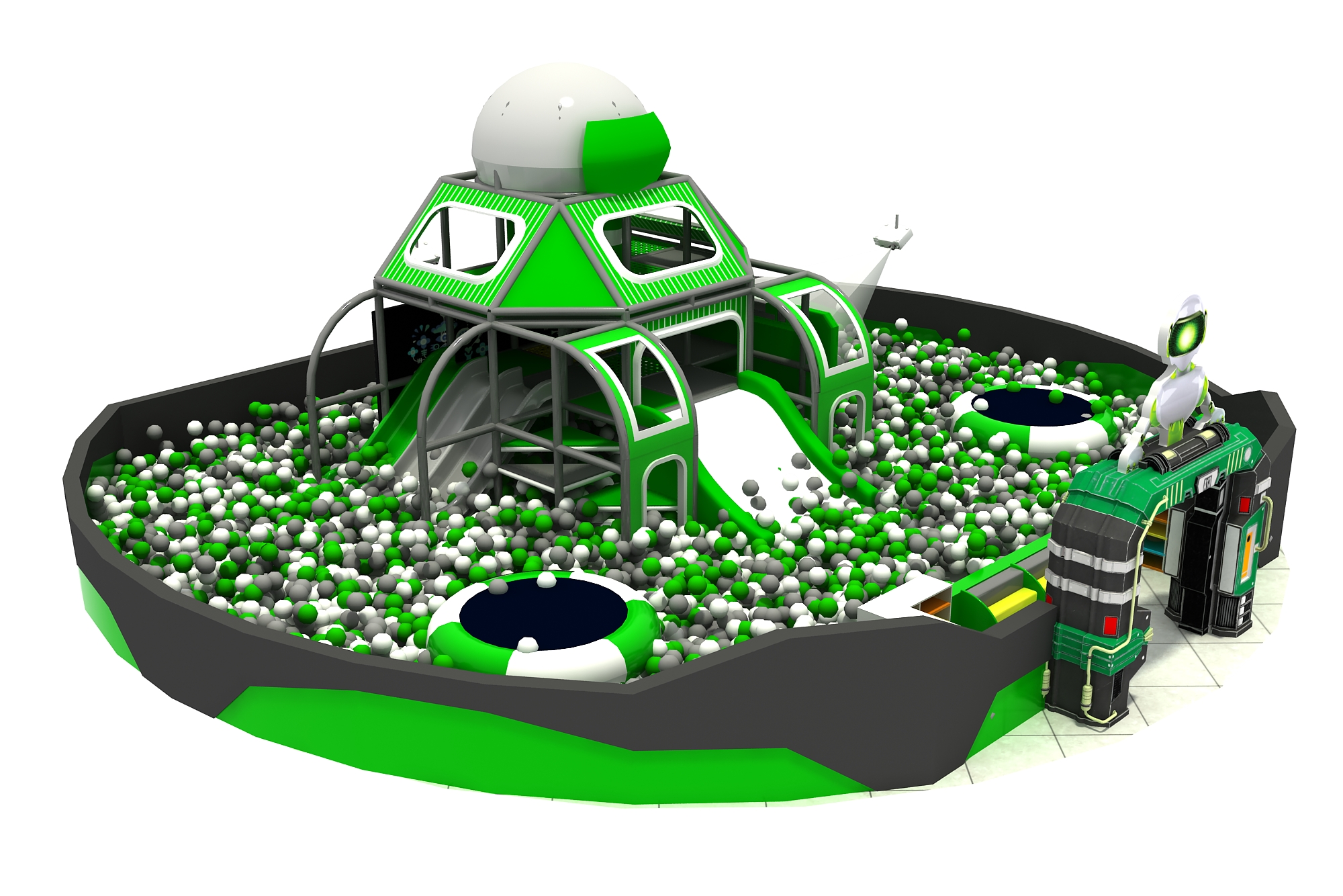 Commercial Space Themed Indoor Playground with Trampoline