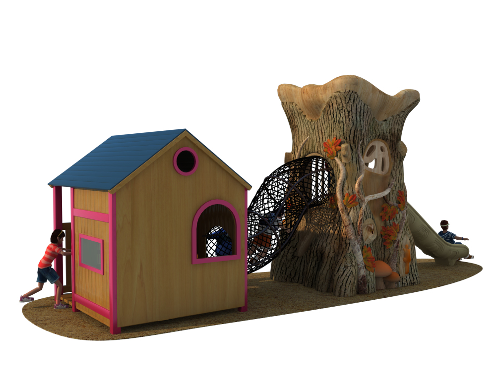 Newly Design Children Plastic Outdoor Tree House Slide Playground Equipment 