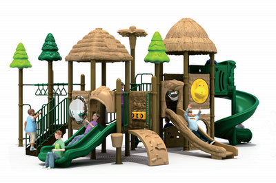 Small Forest Series Outdoor Playground with Tube Slide