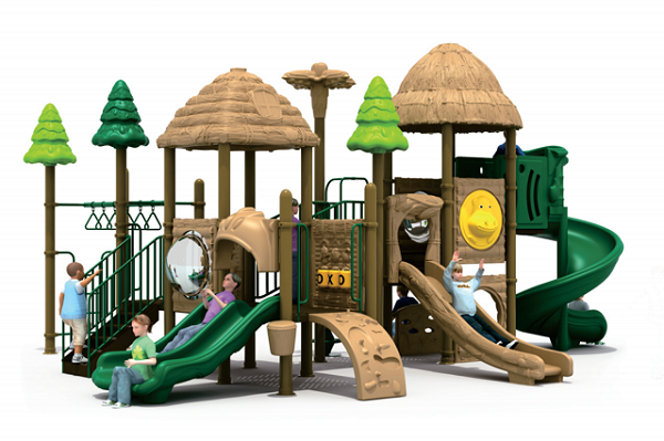 Small Forest Series Outdoor Playground with Tube Slide