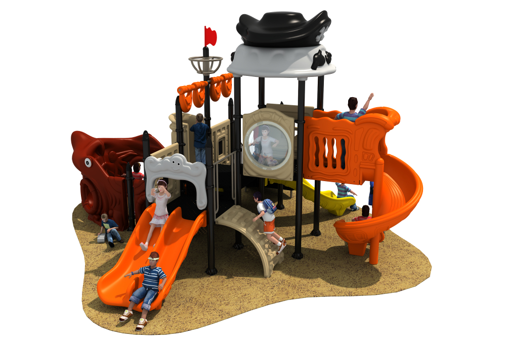 Amusement Park Kids Ship Theme Outdoor Playground Slide Equipment 
