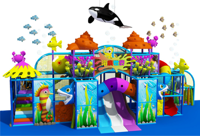 Cheap Ocean Themed Indoor Playground with Cafe With Tires